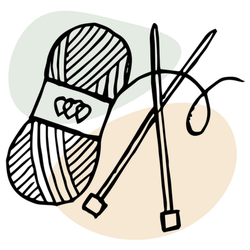 Illustration, Hand Drawn Skein Of Thread Knitting Sticker