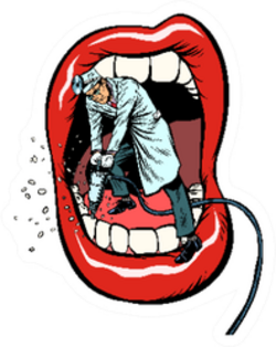 Dentist Jackhammer Drilling Teeth Pop Art Illustration Sticker