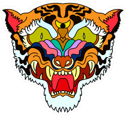 Scary Psychedelic Tiger Sticker
