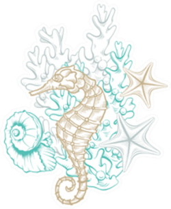 Ocean And Sea Marine Line Art SeaHorse Sticker