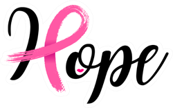 Hope Lettering Pink Ribbon, Brush Style Sticker