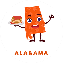 Cute Cartoon Alabama State Character With Pancakes Sticker