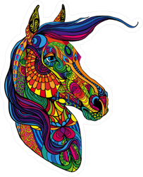 Zentangle Horse Head Sticker