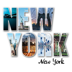 New York Lettering Collage Of Famous Locations Sticker