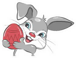 Cute Easter Bunny With Easter Egg Illustration Sticker