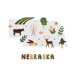 Nebraska Cartoon Simple Map Sticker