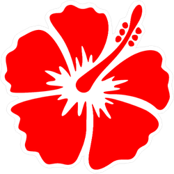 Hibiscus Bright Red Flower Sticker