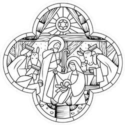 Birth Of Jesus Linear Drawing Sticker
