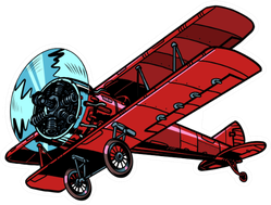 Retro Biplane Aircraft Pop Art Illustration Sticker