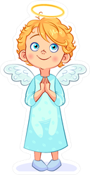 Cute Angel Turns To God With Hands Folded Sticker