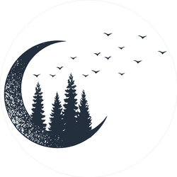 Fir Trees With The Moon Sticker