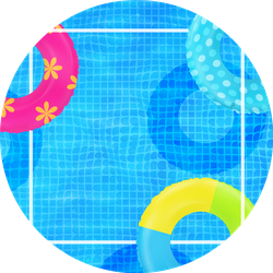 Swim Rings On Swimming Pool Water Background Sticker