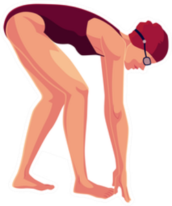 Young And Slim Female Swimmer In Starting Position Sticker