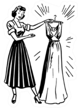 Lady With Clean Dress From Dry Cleaner - Retro Sticker