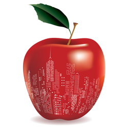 Red Apple New York Skyline Reflection Sticker