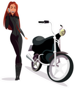 Young Lady Biker Illustration Sticker