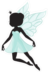 Silhouette Of Beautiful Fairy in Blue Dress