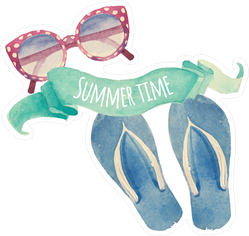 Summer Time Watercolor Beach Sticker