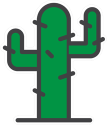 Cartoon Cactus Icon Sticker