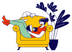 Woman Sitting On Cozy Armchair At Home Reading Sticker