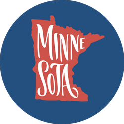 Minnesota. Hand Drawn Silhouette On Blue Background Sticker