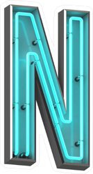 3D Neon Letter N Sticker