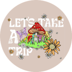Let's Take A Trip Lettering Hippie Mushrooms Cool Sticker