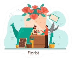 Flower Shop And Florist Concept Large Illustration Sticker