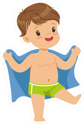 Cute Little Boy With Towel Sticker
