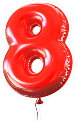 Red Balloon Number 8 Sticker