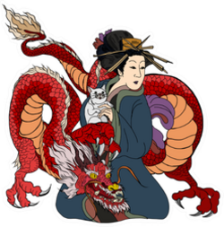 Traditional Japanese Women In Kimono Sticker
