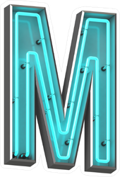 3D Neon Letter M Sticker