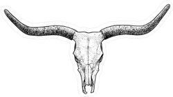 Long Horn Bull Skull Sticker