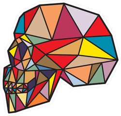 Polygonal Side View Skull Sticker