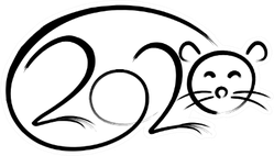 2020 Year Of The Rat Sign Lettering Sticker
