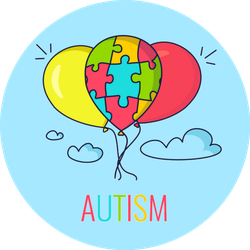 Autism Awareness Poster With Colorful Balloons Sticker