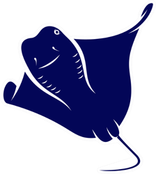 Stingray Logo Design Navy Blue Sticker