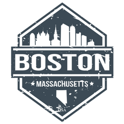 Boston Massachusetts Travel Stamp Icon Sticker