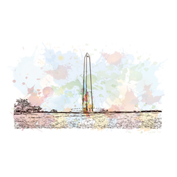 Washington Dc, Usa Washington Monument Watercolor Sticker