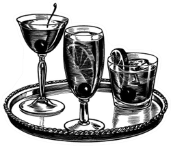 Tray Of Cocktails Retro Sticker