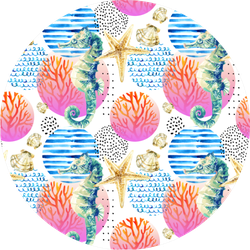 Watercolor Seahorse, Coral Reef In Gradient Sticker