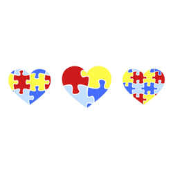 Set Of Autism Awareness Puzzle Colored Hearts Sticker