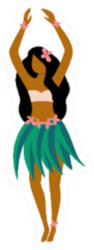 Hawaiian Hula Girl Dancer Cartoon Character Sticker