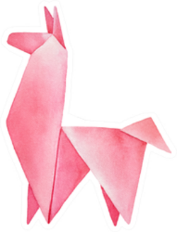 Watercolour Sketch Of Fluffy Origami Llama Sticker