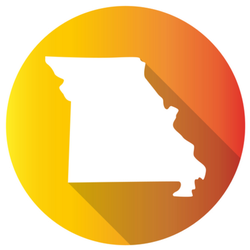 Missouri, Usa Symbol Map Orange Gradient Sticker