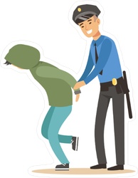 Police Officer Arresting Criminal Sticker