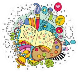 Children's Calendar Bright Cartoon With School Symbols Sticker