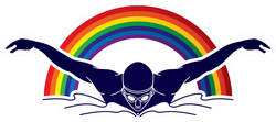 Man Swimming Butterfly Through Rainbow Sticker