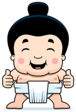 Little Sumo Boy Giving The Thumbs Up Sign Sticker