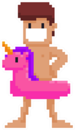 Pixel Art Male Swimming Circle Unicorn Sticker